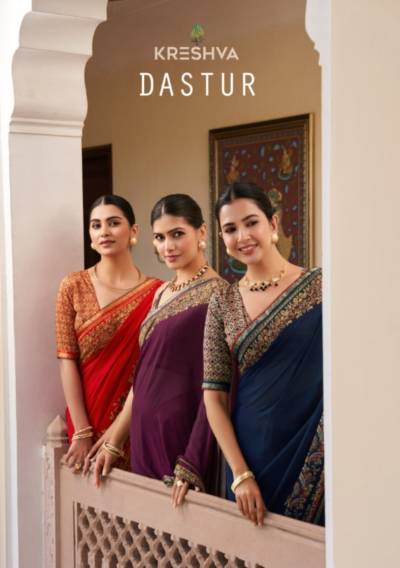 DASTUR BY KRESHVA DESIGNERGEORGETTE SAREES WHOLESALER IN INDIA